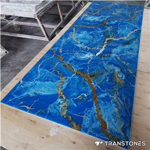 Stone Wall Cladding Artificial Blue Onyx Panels Factory Price
