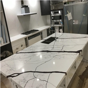 Man Made Quartz Polished White Quartz Kitchen Countertops
