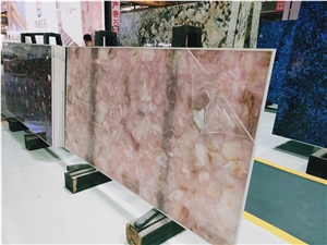 Pink Onyx Slabs Flooring Wall Tiles For Hotel Decoration