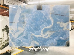 Polished Luxury Natural Stone Slab Tile Blue Onyx For Wall
