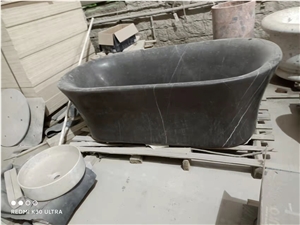 Pietra Gray Marble Stone Bathtub Grey Stone Oval Bath Tub