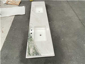 Panda White Marble Composite Basin Bathroom Sink
