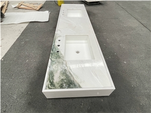 Panda White Marble Composite Basin Bathroom Sink