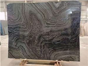 Kenya Black Ancient Wood Wooden Black Silver Wave Marble