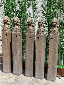 Landscape Carved Column Capital Outdoor Stone Pilar