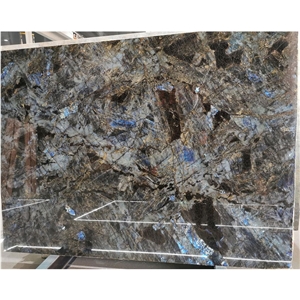 Exotic Polished Lemurian Blue Labradorite Granite Slab