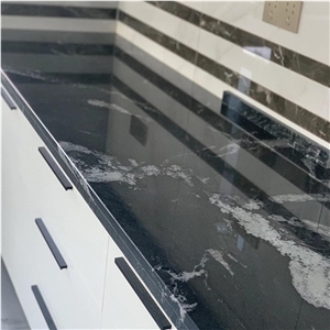 Factory Price Black Granite With White Veins Slab Countertop