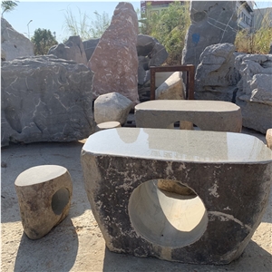 New Design Brown Granite Table Garden Furniture For Outdoor