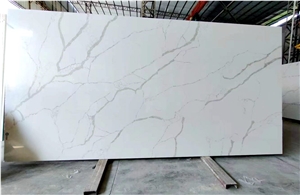 Artificial White Calacatta Quartz Stone For Table Top