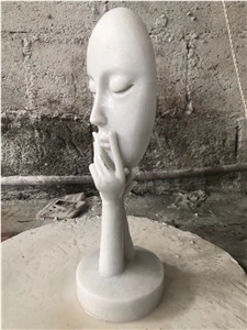 Carving Stone Head Statue Marble Carrara Abstract Art Sculpture