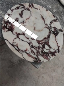Glaze Round Stone Dining Table Marble Calacatta Viola Tops