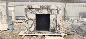 Indoor Marble Fireplace Mantel Stone Arabescato Fireplace