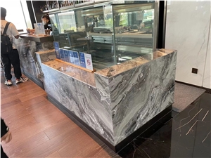 Marble Interior Reception Desk Stone Monte Bianco Furniture