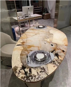Oval Stone Hotel Furniture Granite Patagonia Dining Table
