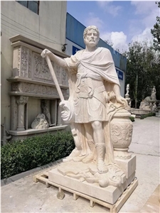 Stone Garden God Of War Statue Travertine Human Sculpture