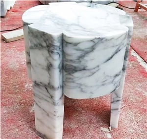 Waterjet Round Stone Table Tops Marble Viola Inlaid Work Top