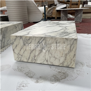 Arabescato White Marble Custom Design Commercial Coffee Table Modern White Stone