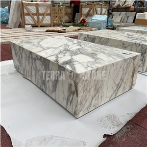 Arabescato White Marble Table Top Rectangle Custom Cafe Table Tops
