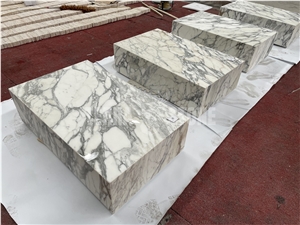 Arabescato White Marble Table Top Rectangle Custom Cafe Table Tops