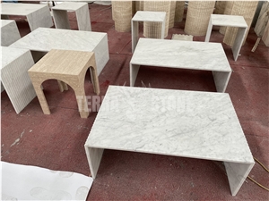 Carrara White Marble Custom Commercial Tables- Coffee Table Natural Stone