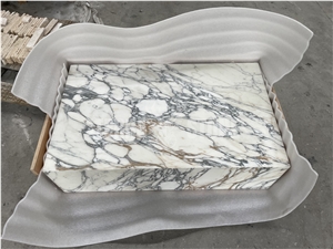 Italy Arabescato White Marble Rectangle Table Top For Hotel