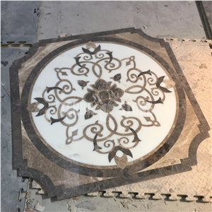 Villa Waterjet Marble Floor Stone Tiles Medallion