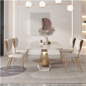 Classical Gold Time Sintered Stone Dining Table BS-JJ-189
