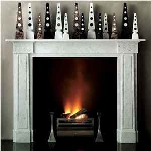 Custom Made Contemporary Fireplace Mantel In White Marble