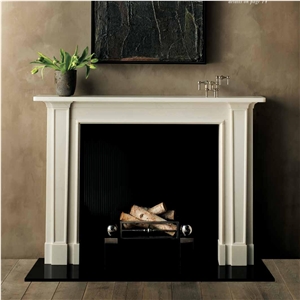 White Marble Contemporary Fireplace Mantel