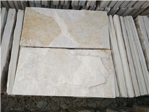 China Golden White Quartzite Split Face Wall Tile