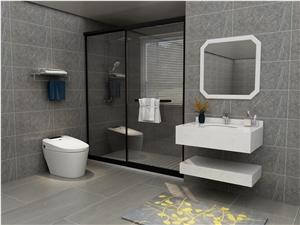 Plain White Artificial Marble Bathroom Basin