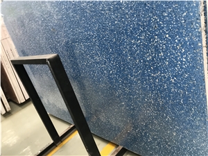 Blue Concrete Artificial Stone Inorganic Terrazzo Slab