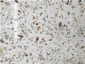 China White Inorganic Terrazzo Stone Flooring Tile Polish