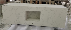 White Pattern Artificial Marble Bathroom Vanity Countertops