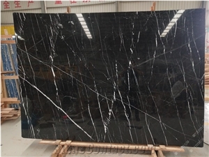 China Nero Black Marquina Marble Slabs Hight Polish