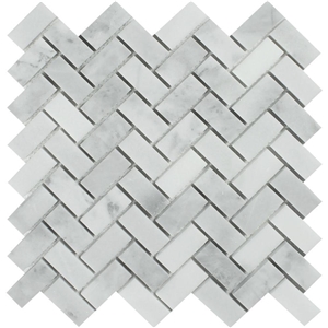 Cloudy White Mosaic Grey White Waterjet Tile Polished