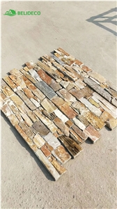 Beige Slate P14 Stacked Stone Cladding, Uluru Ledgestone Panel Cladding