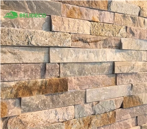 China Beige Quartz 6X24 Splitface Ledger Stone With Corners