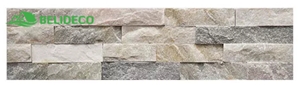 Gloden Beige Slate Rock Faced Stacked Feature With Corners