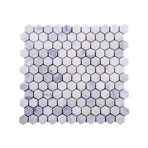 Carrara 1'' Hexagon Tumbled Marble Mosaic Tile