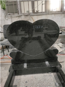 Absolute Black Granite Tombstones, Heart Headstones