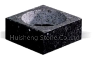 Black Granite Flower Pot, Black Granite