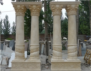 Beauty Pure White Marble Human Statue Roman Columns