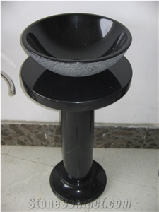 Classic Freestanding Bathroom Black Marble Pedestal Sink