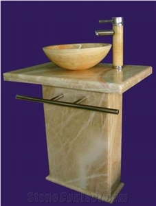 Classic Freestanding Bathroom Black Marble Pedestal Sink
