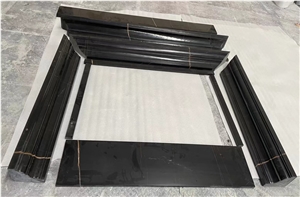 Customized Modern Sahara Noir Marble Fireplace Surround