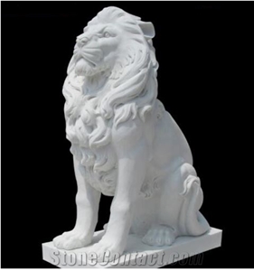 Garden Outdoor China White Marble Lion Statues Art Sculpture
