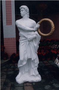 Hand Carved  White Marble Human Sculpture Statue