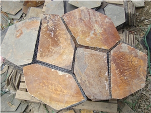Irregular Shaped Rusty Slate Flagstone Flooring Paving Stone