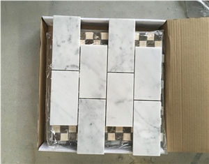 Mixed Colors White Marble Mosaic Bathroom Tiles
